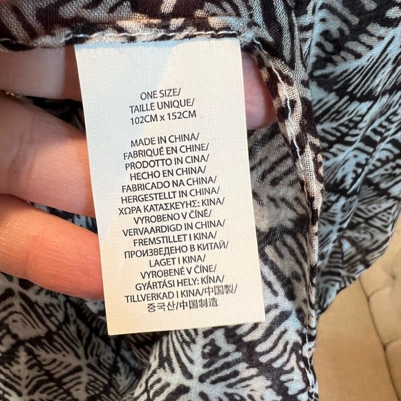 D16.18 NWT Echo Geometric Brown/Cream Print Sheer Kimono Wrap O/S - Picture 4 of 8